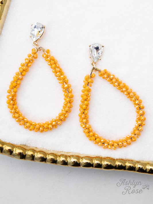 Orange Crystal Teardrop Earrings