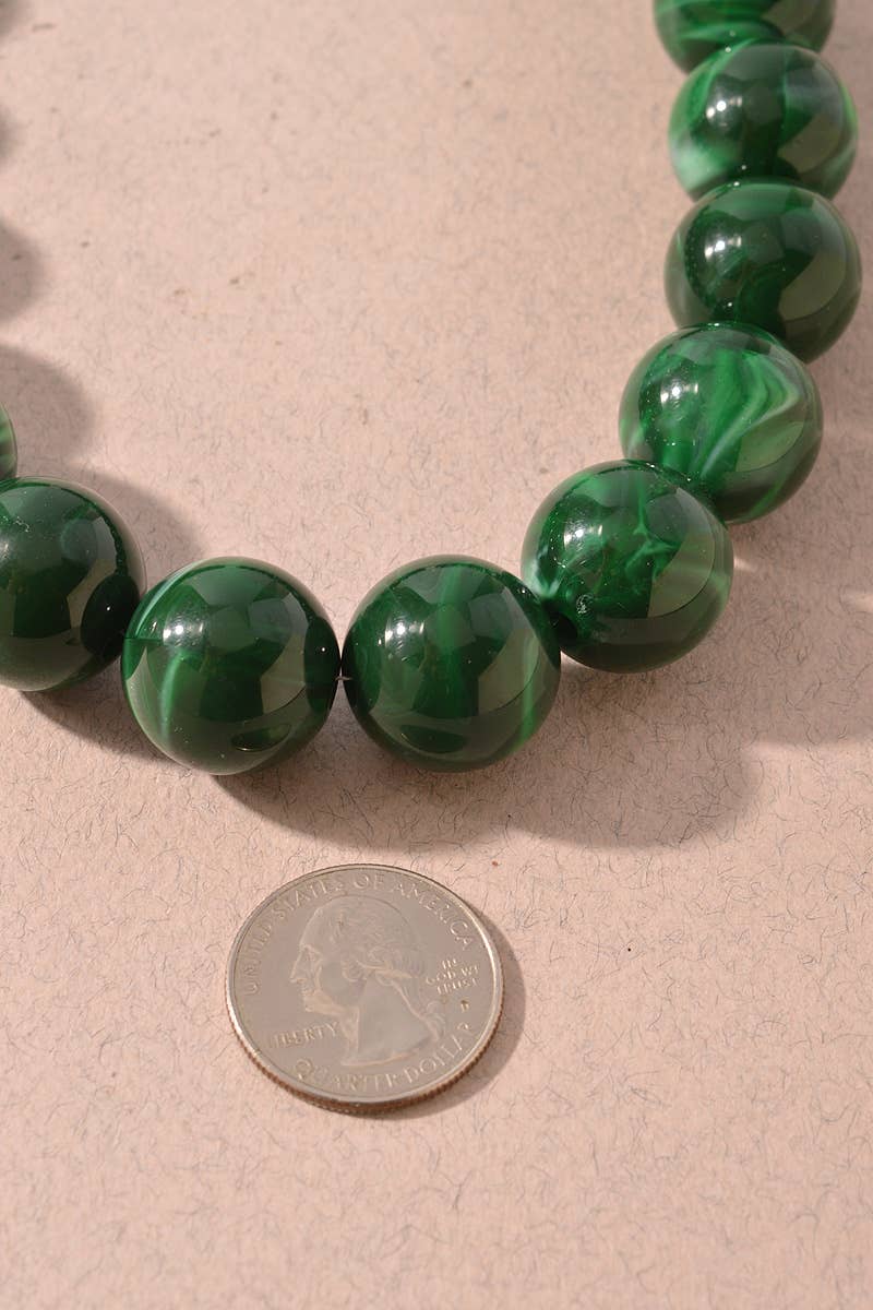 Marbled Round Beaded Statement Necklace