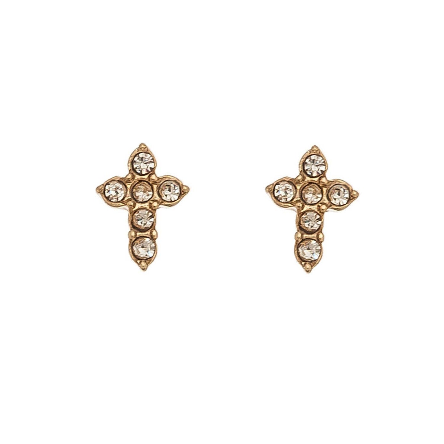 Gold + Crystal Stone Cross Ear Sense Stud Earrings