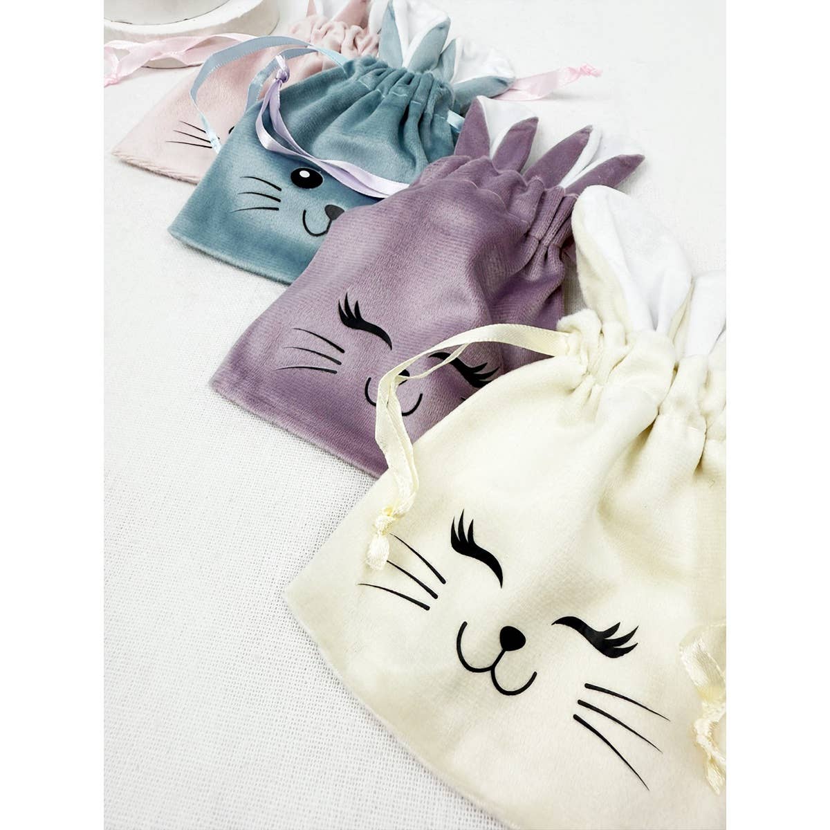 Easter Bunny Velvet Drawstring Bag