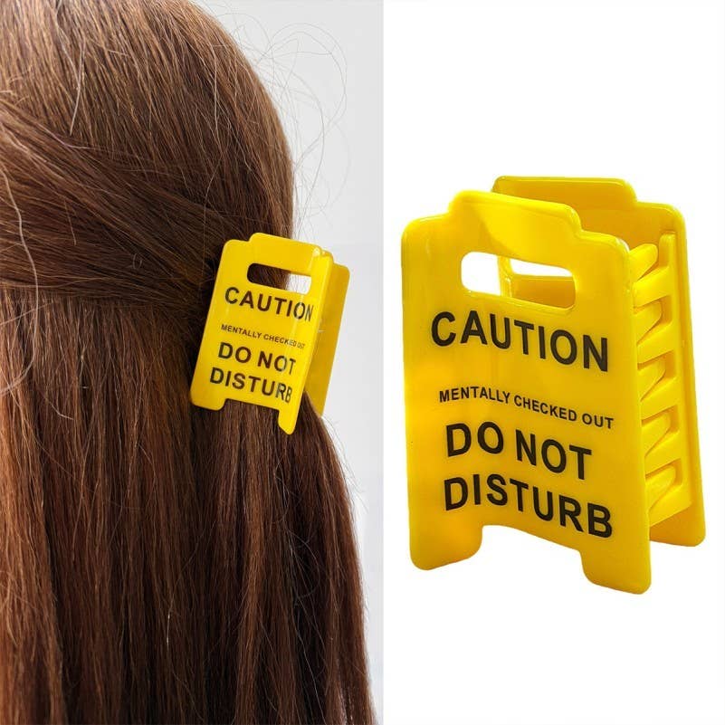 Caution Sign Hair Claw Clip
