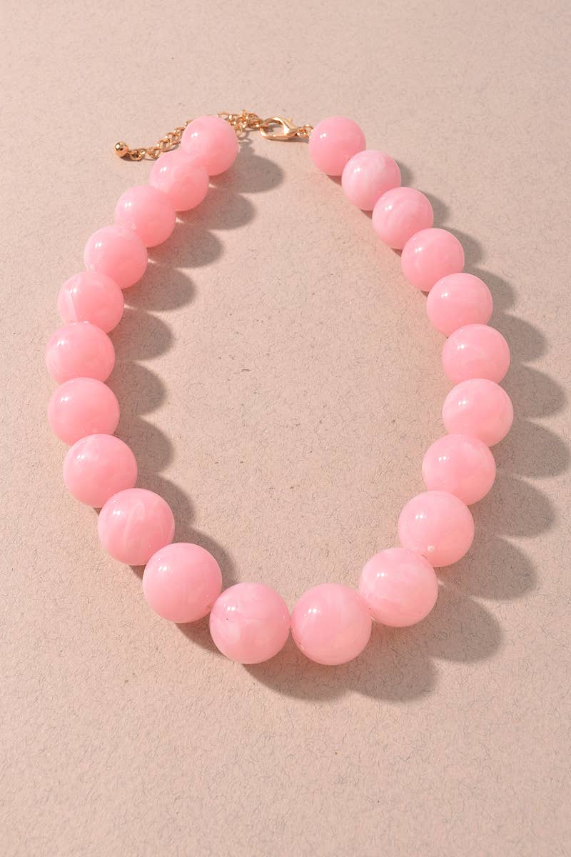 Marbled Round Beaded Statement Necklace