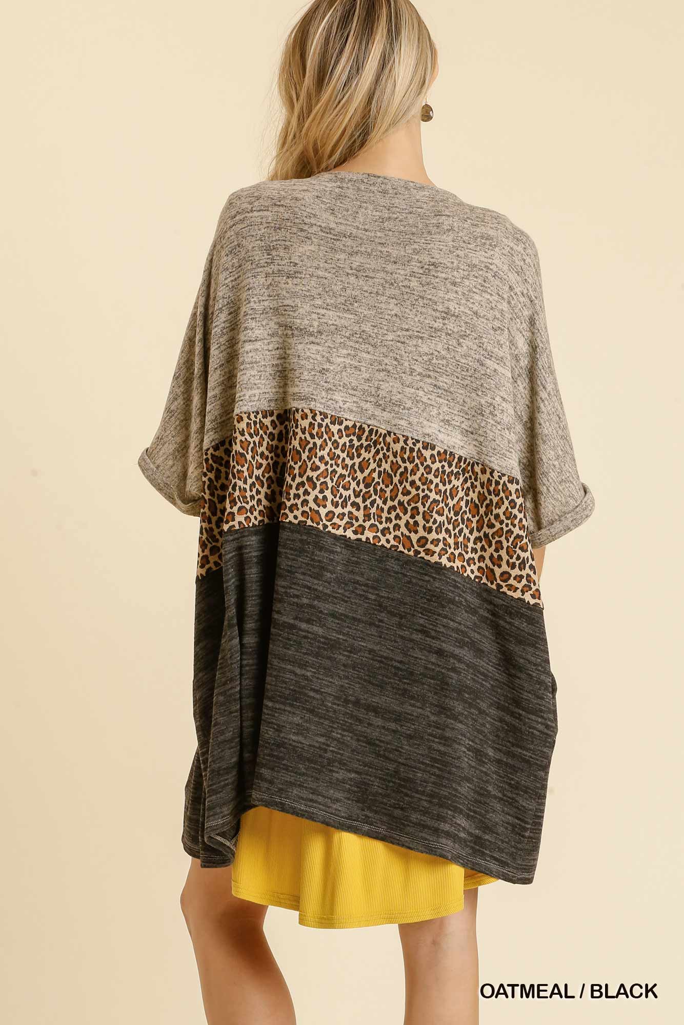 Animal Print Stripe Kimono