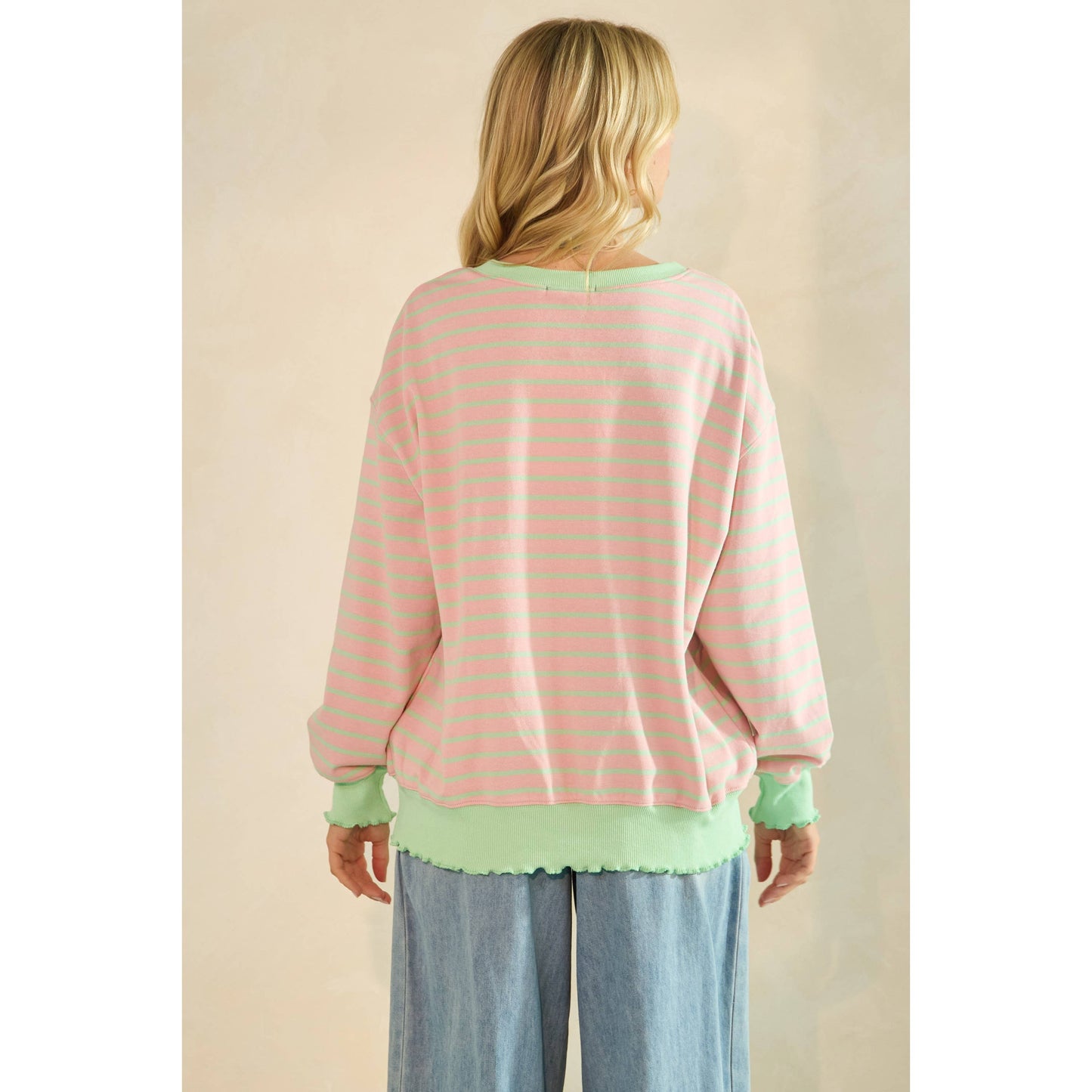 Striped Knit Long Sleeve Top