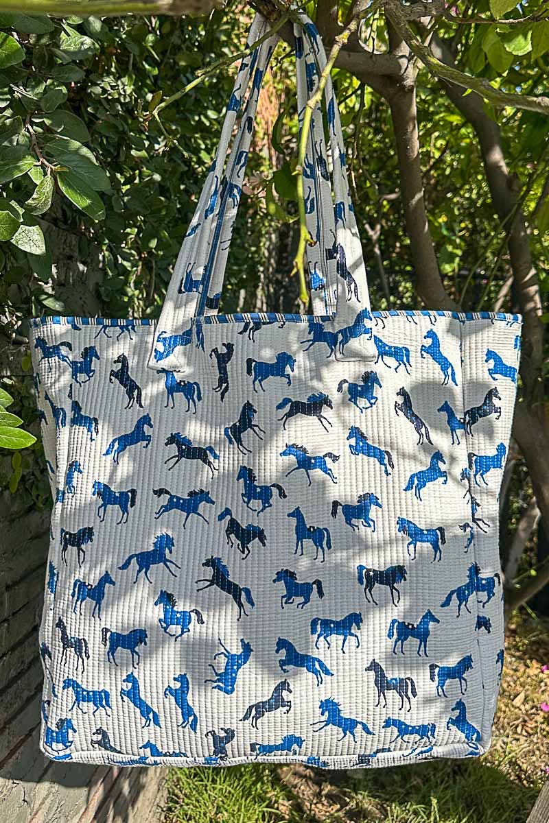Quilted Textured Woven Printed Jumbo Tote Bag