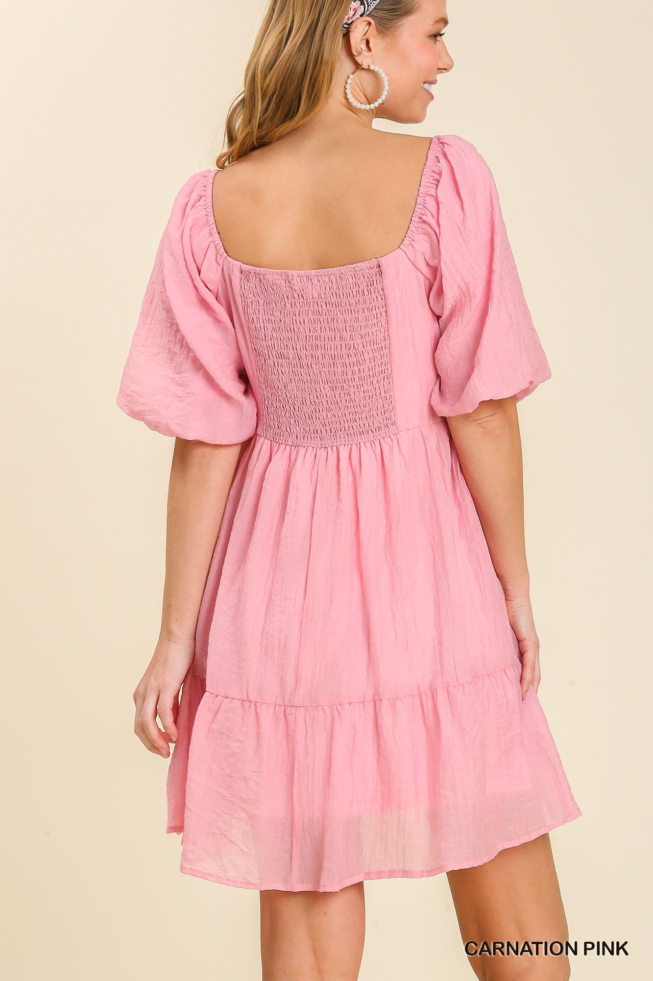 Rosy Puff Sleeve Dress