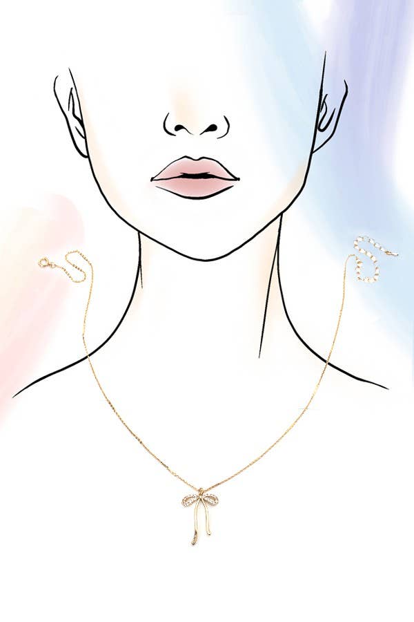 Rhinestone Bow Necklace