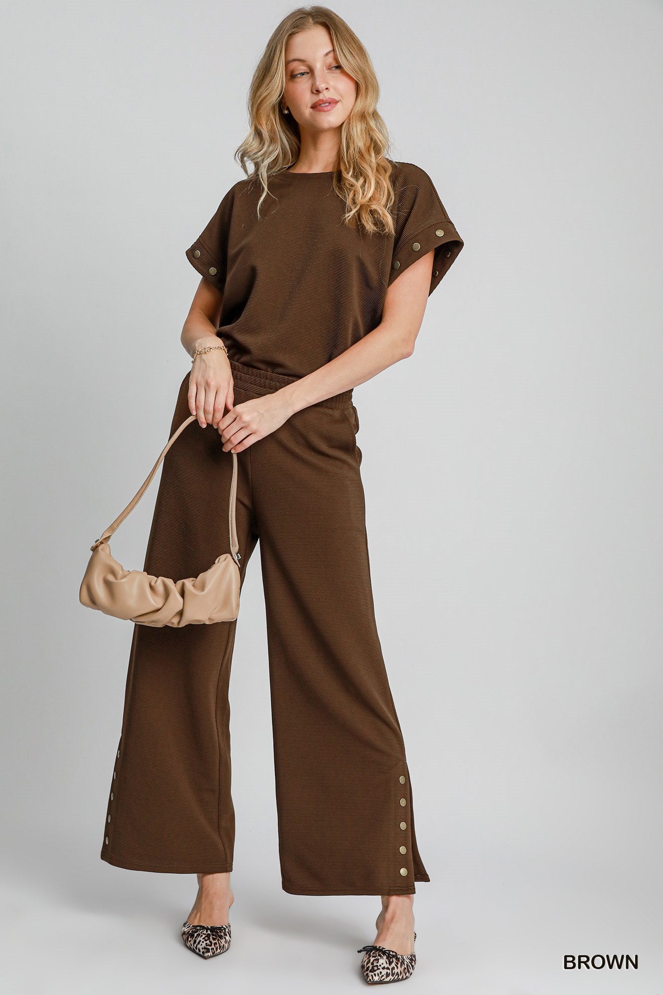 Ribbed Knit Wide Leg Pants