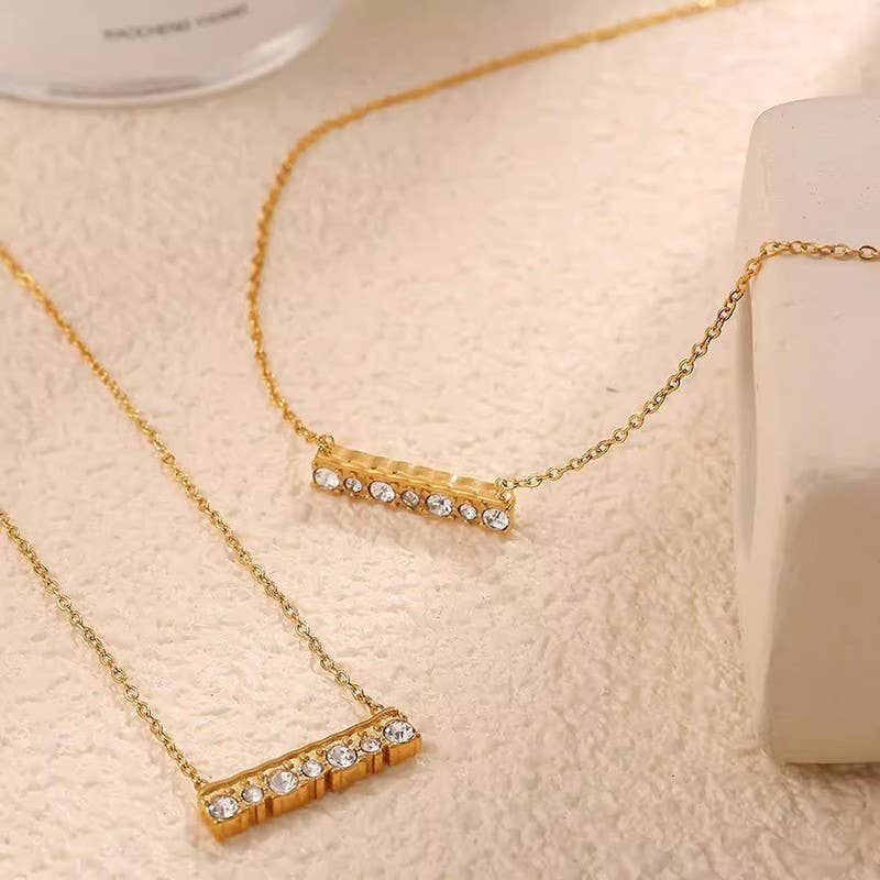 18K Bar Necklace Stainless Steel Tarnish Free