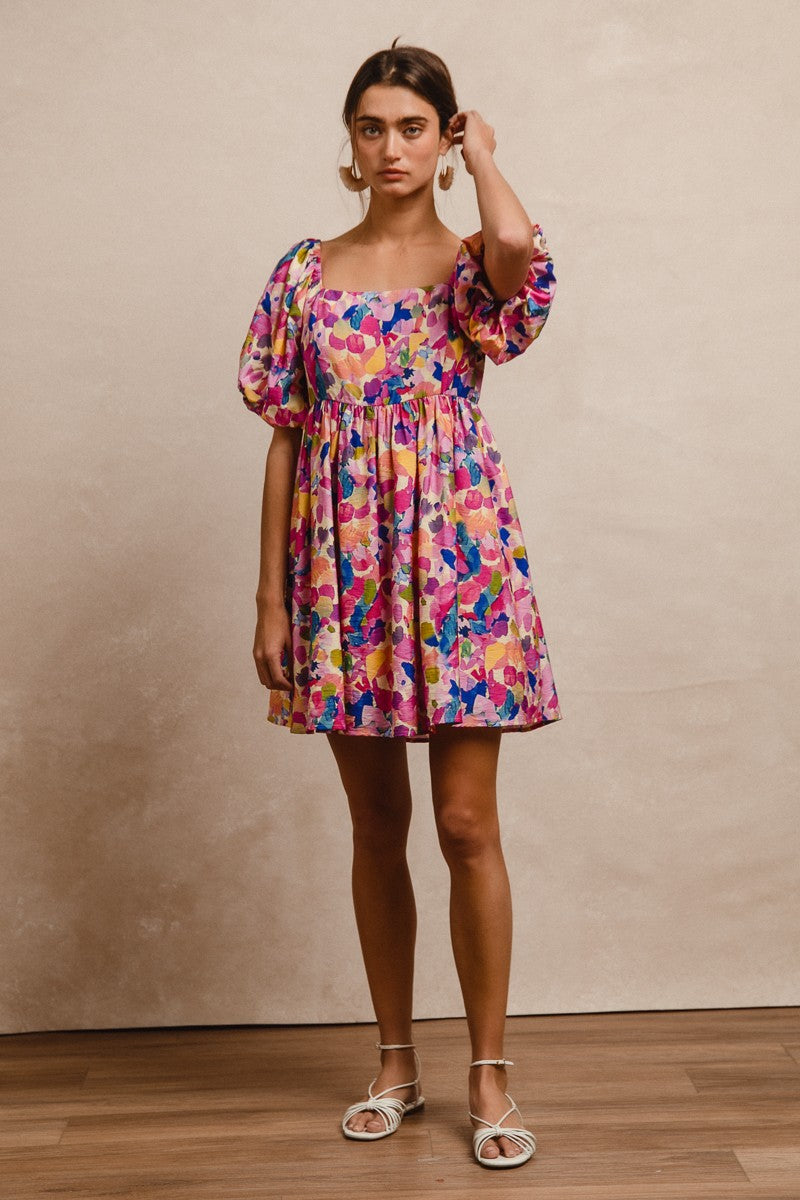 Florals Balloon Sleeve Dress