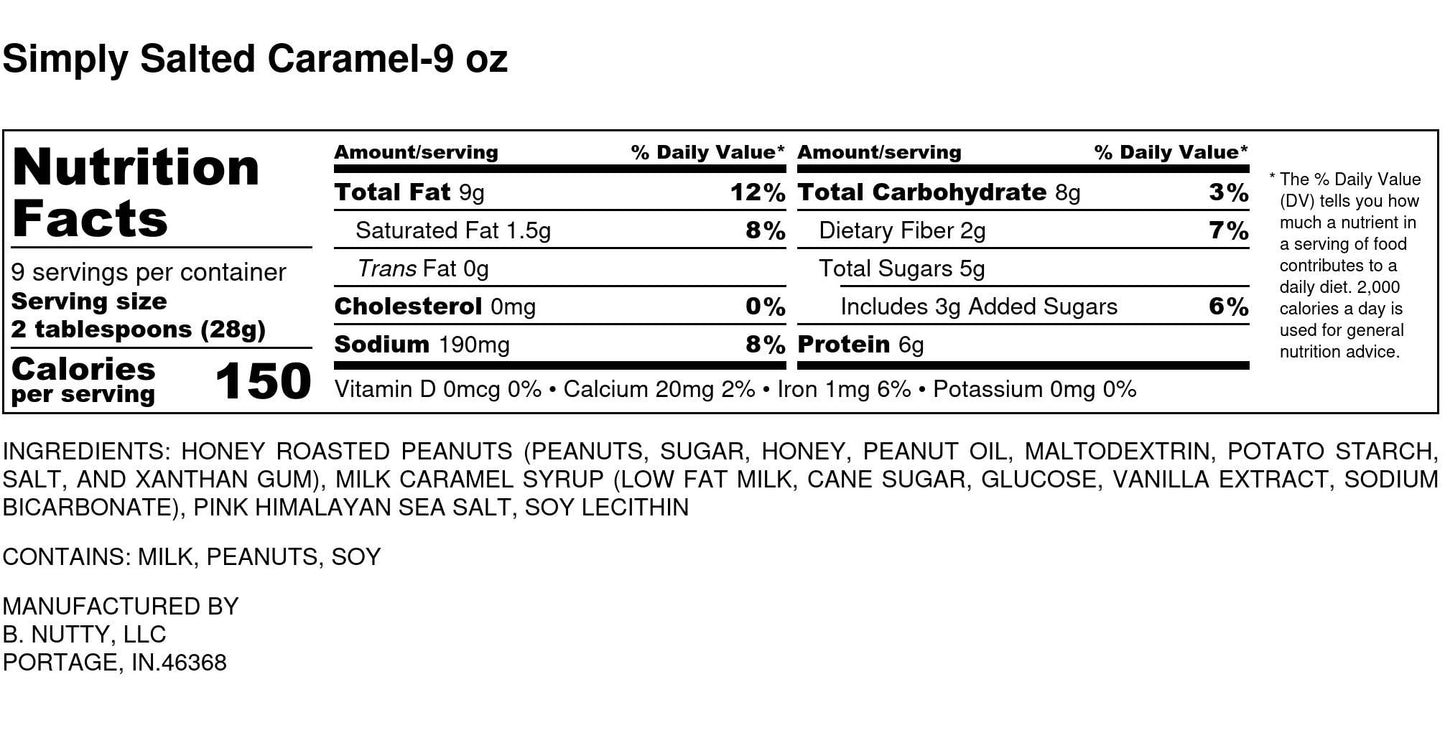 Simply Salted Caramel BNutty Peanut Butter - 9oz