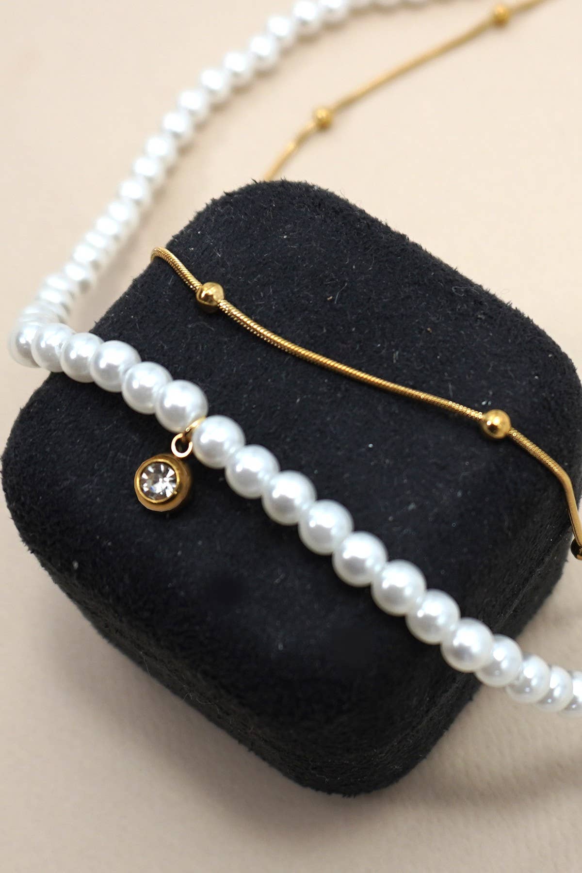 18K Pearl Chain Layer Necklace