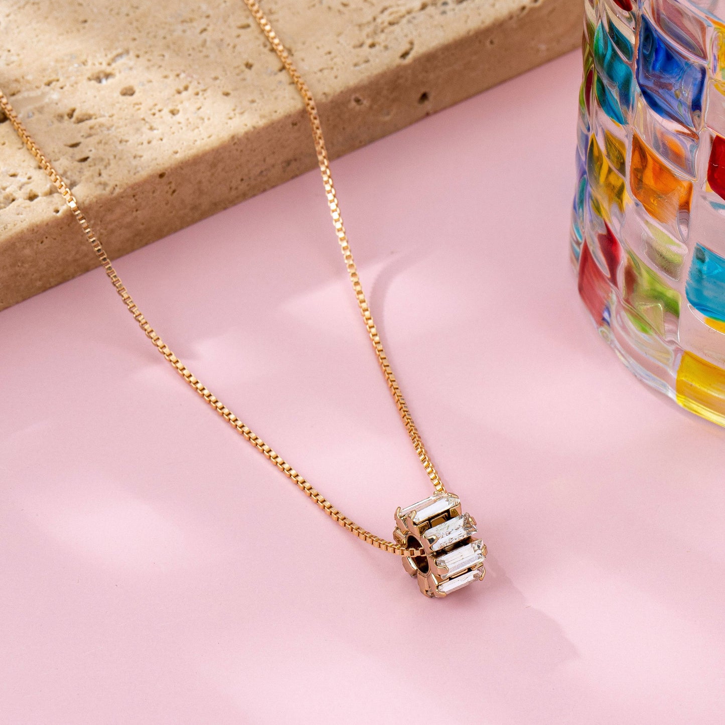 Crystal Barrel Pendant Necklace