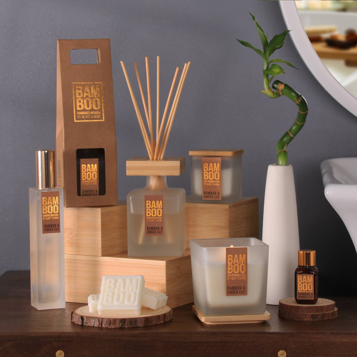 Candle & Reed Diffuser Gift Set - Bamboo & Ginger Lily (1pk)