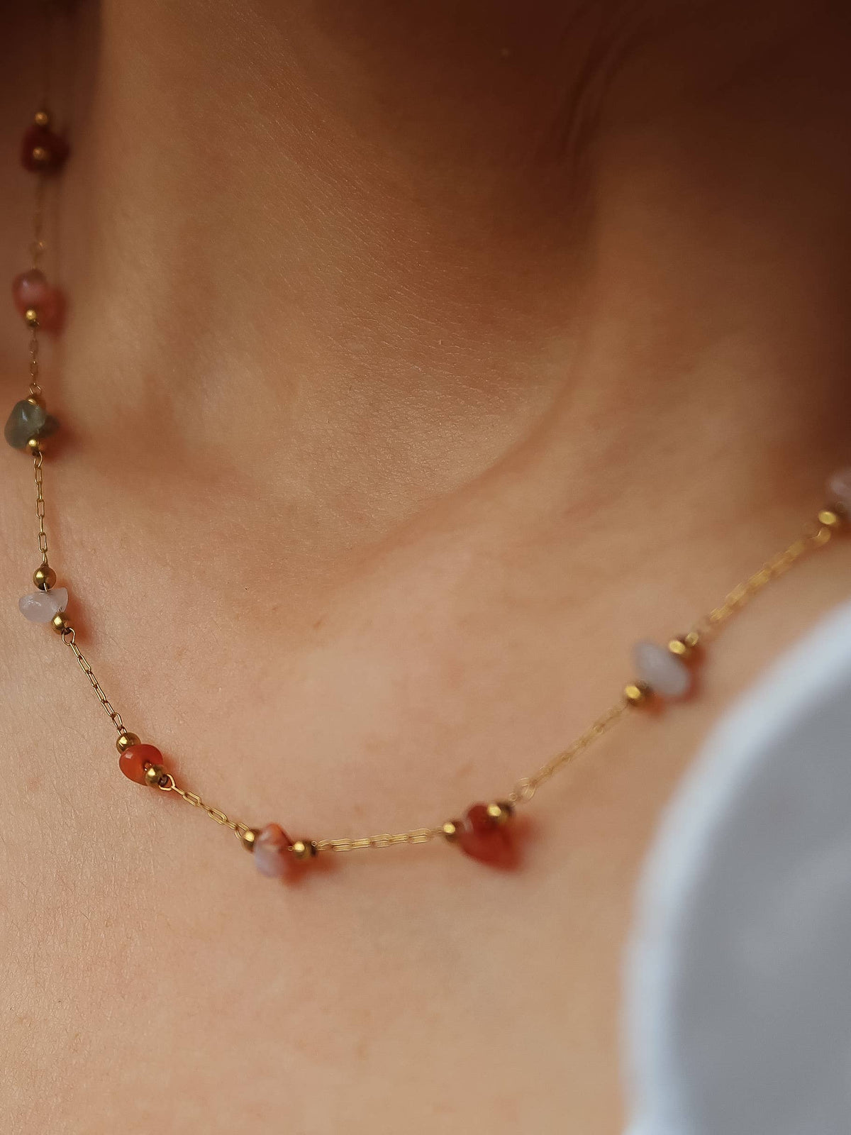 Besse 18K Gold Non-Tarnish Multi Gemstone Necklace, Bracelet