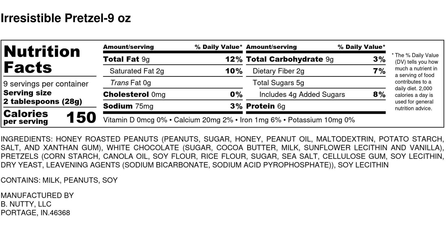 Irresistible Pretzel BNutty Peanut Butter - 9oz