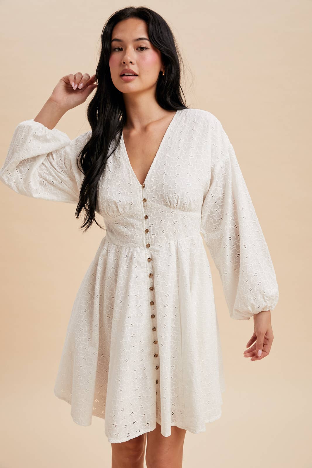 Ella Eyelet Button Down Dress
