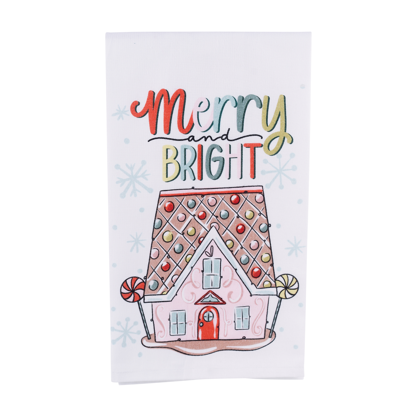 Colorful Merry and Bright Gingerbread Tea Towel