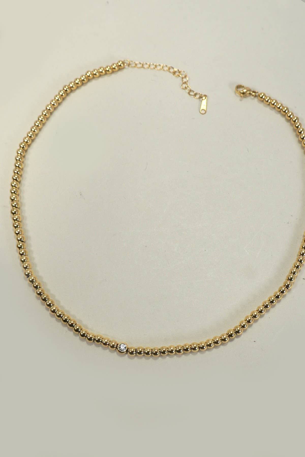 18K SS Beaded Stud Necklace - Tarnish Free