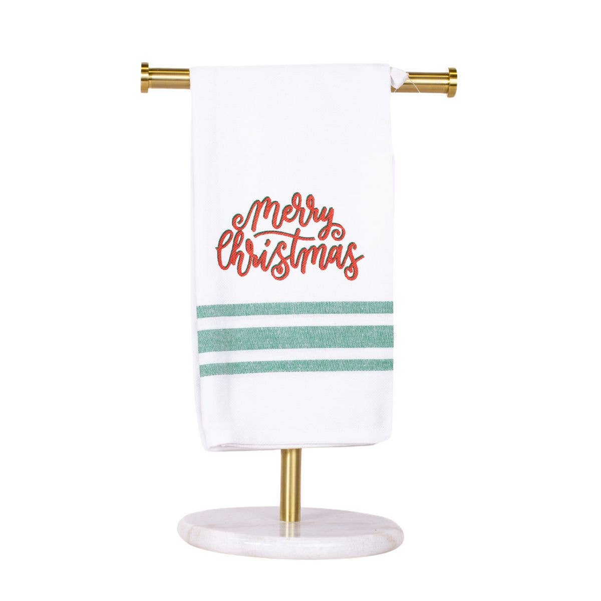 Merry Christmas Hand Towel White/Green/Red 20x28