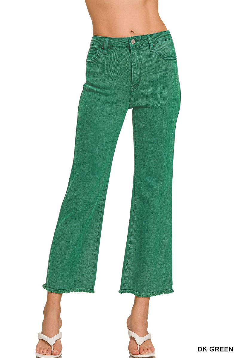 Zenana Fray Hem Pants