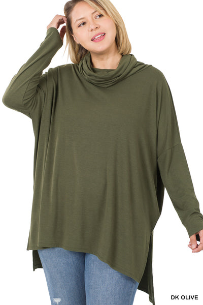 Cowl Neck High Low Top