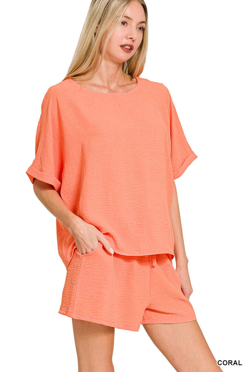 Woven Flowy Shorts Set