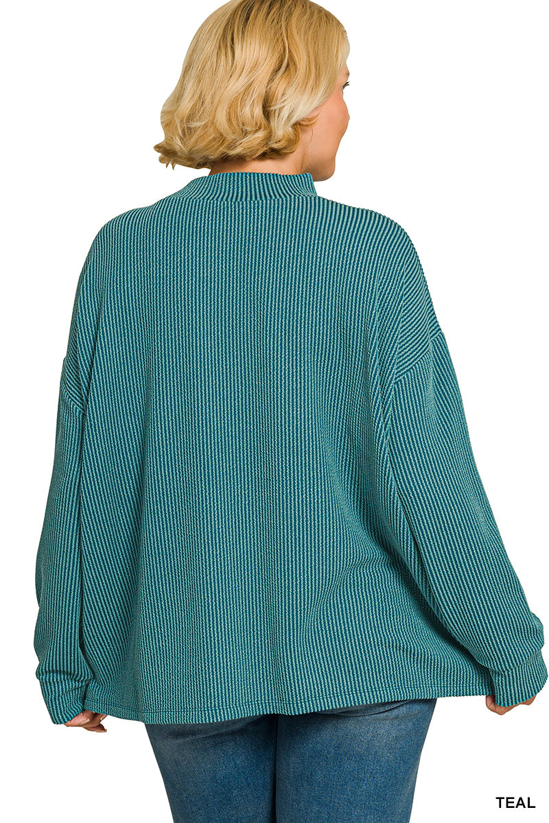 Mock Neck Long Sleeve Ribbed Pant Set