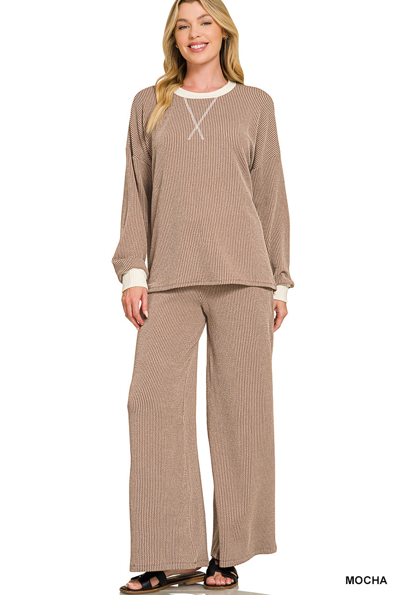 Ribbed Pullover and Pants Set