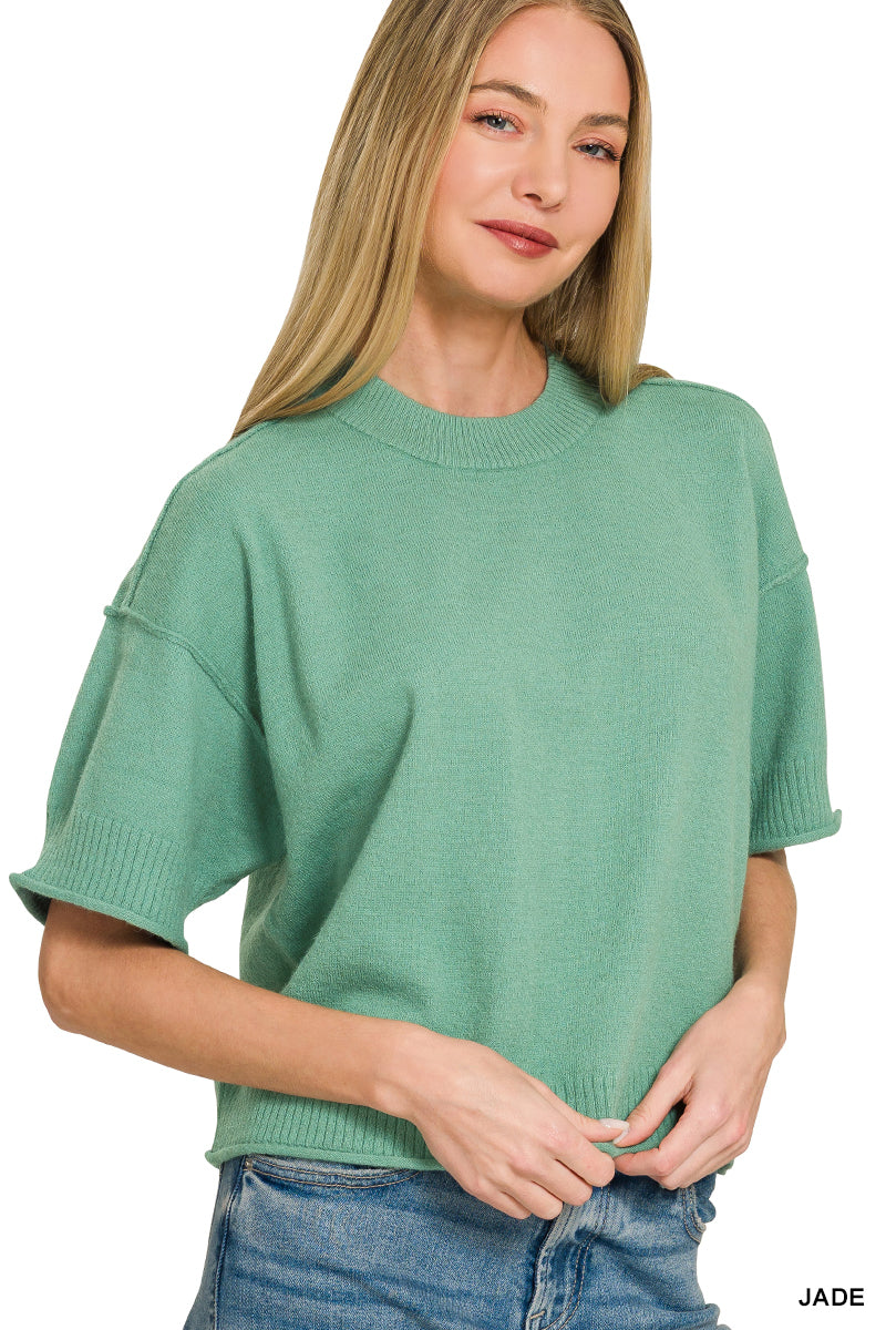 Exposed Seam Crop Sweater