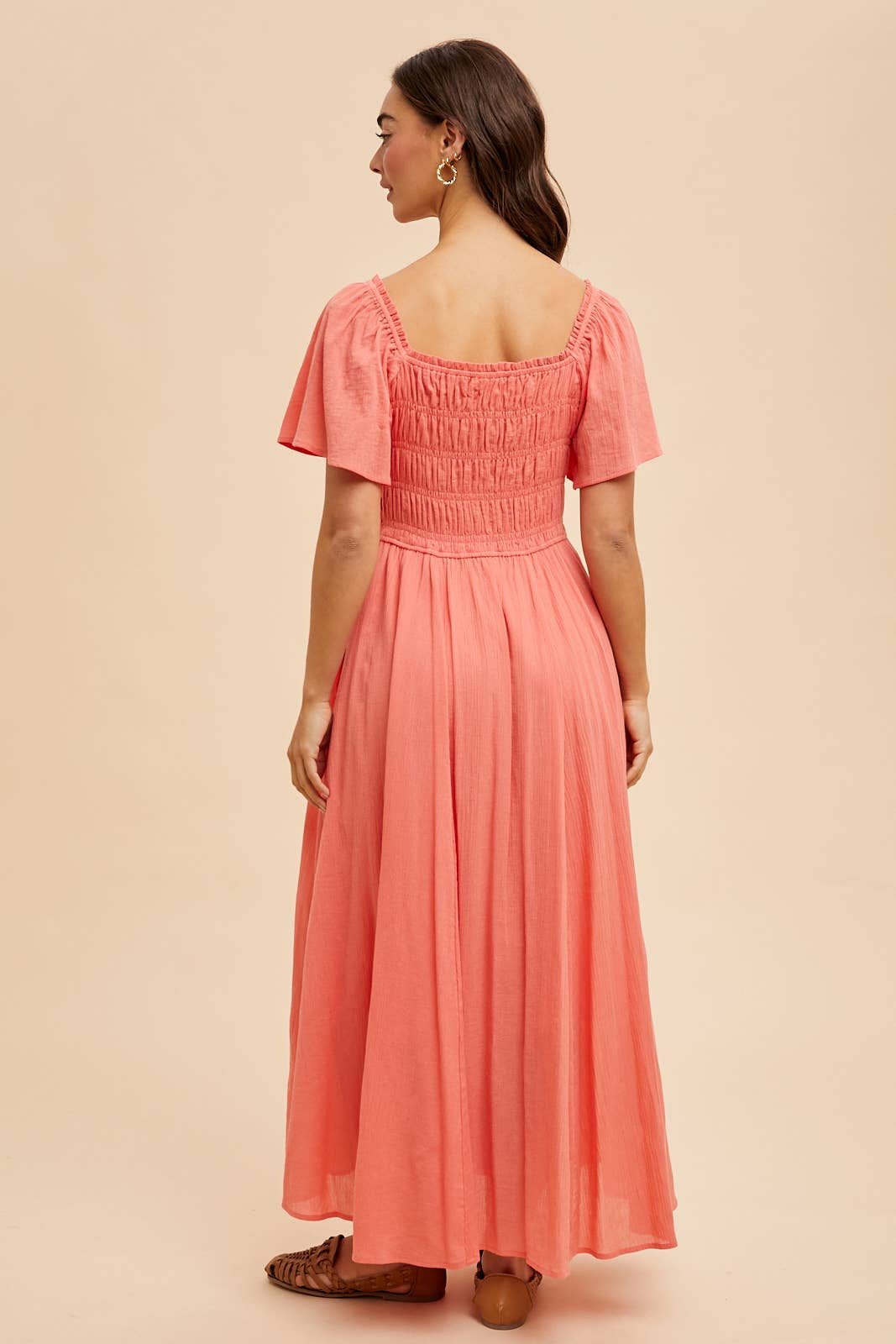 Coral Button Down Dress