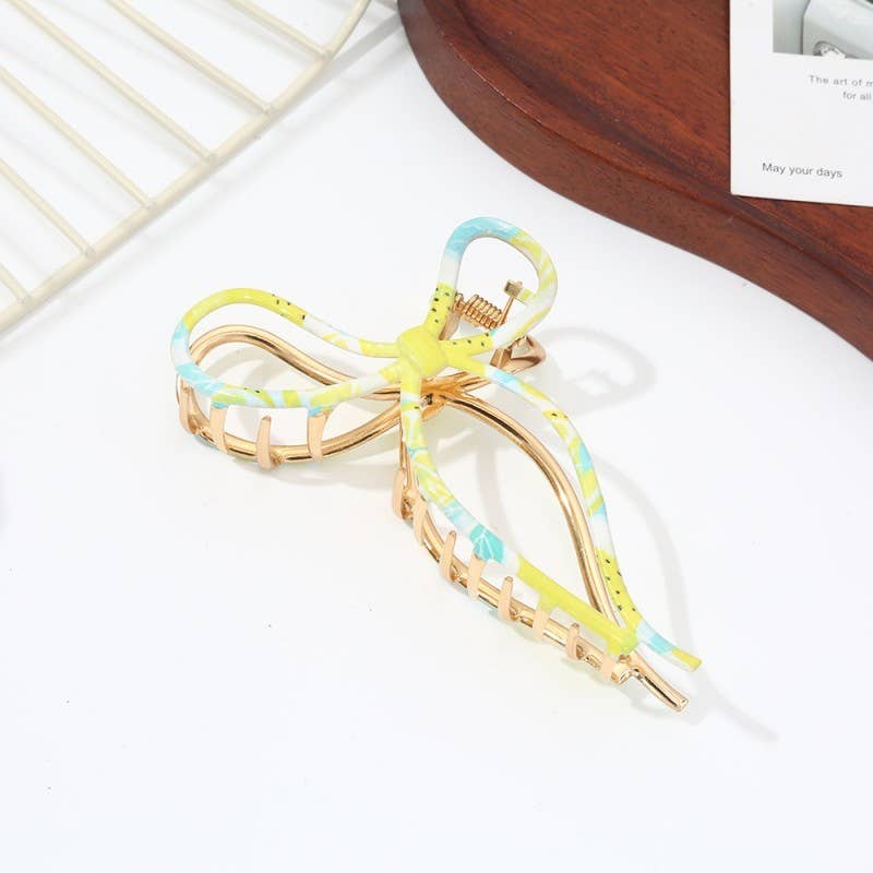 Floral Metal Bow Claw Clip