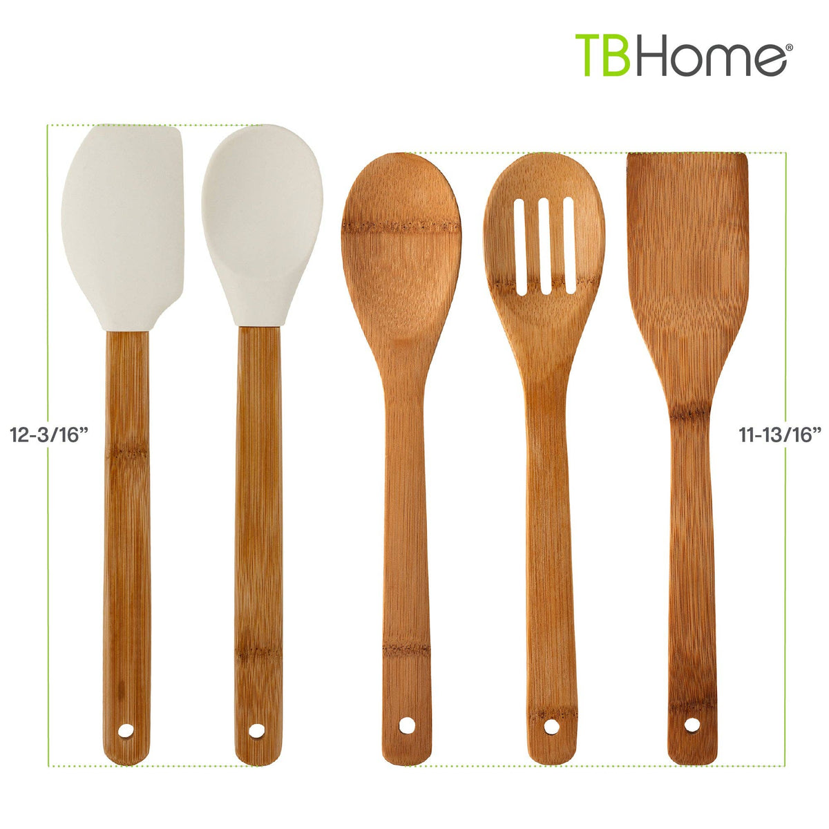 TB Home® 5-Piece Carbonized Bamboo Cooking Utensil Set
