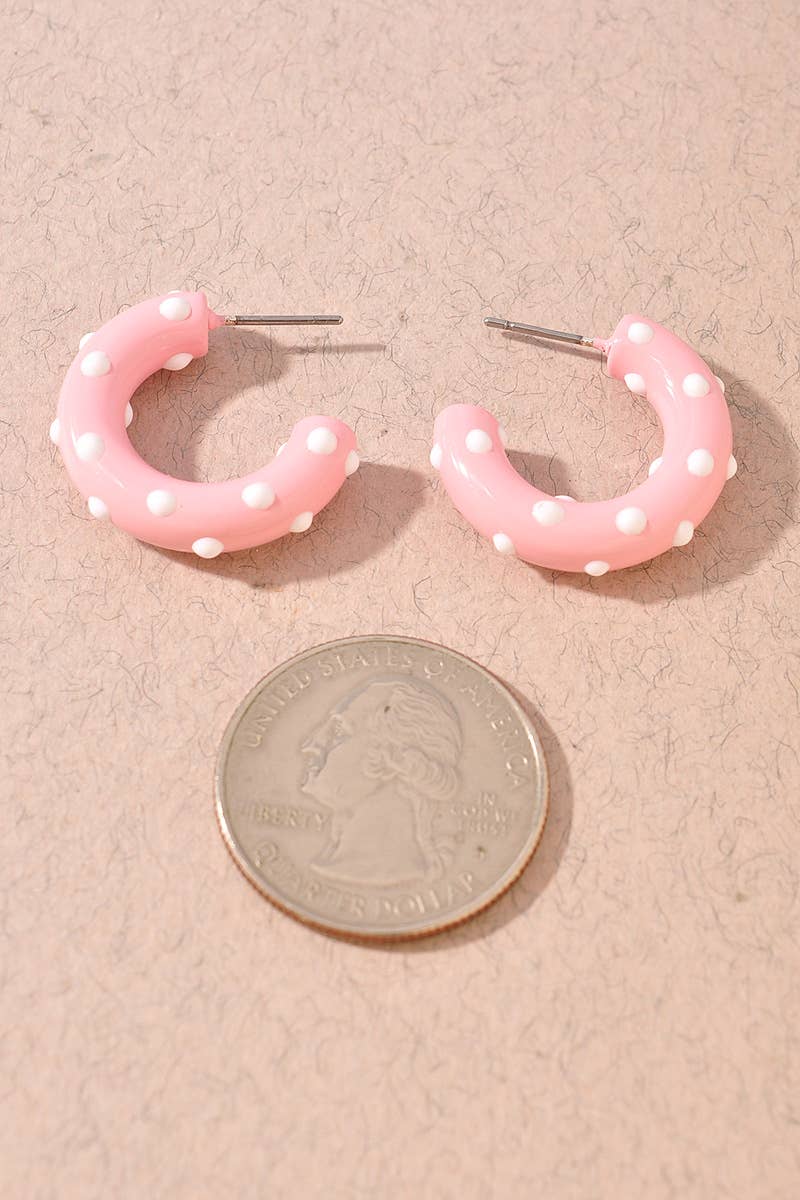 Polka Dot Resin Hoop Earrings