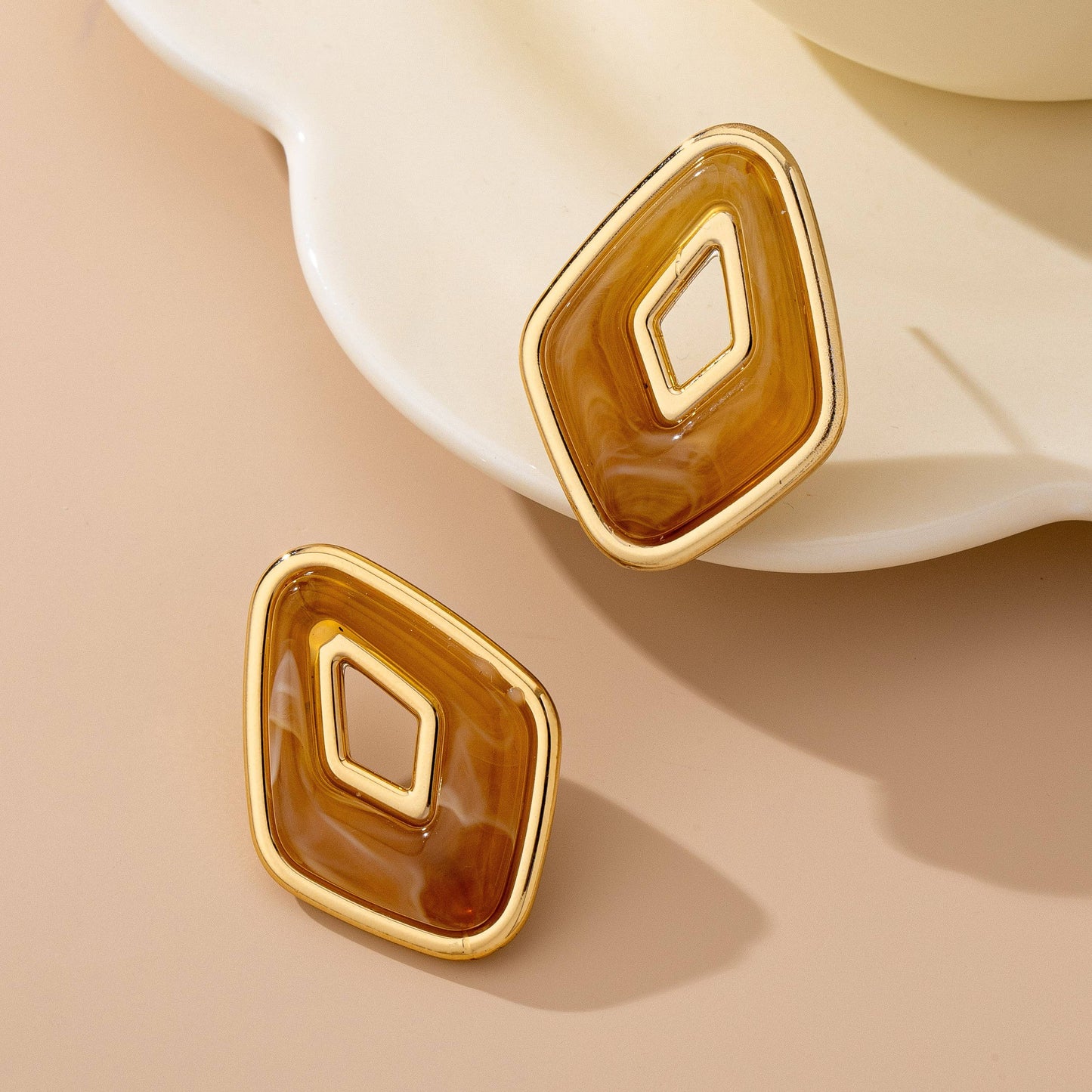 Enamel Pink Cutout Earrings