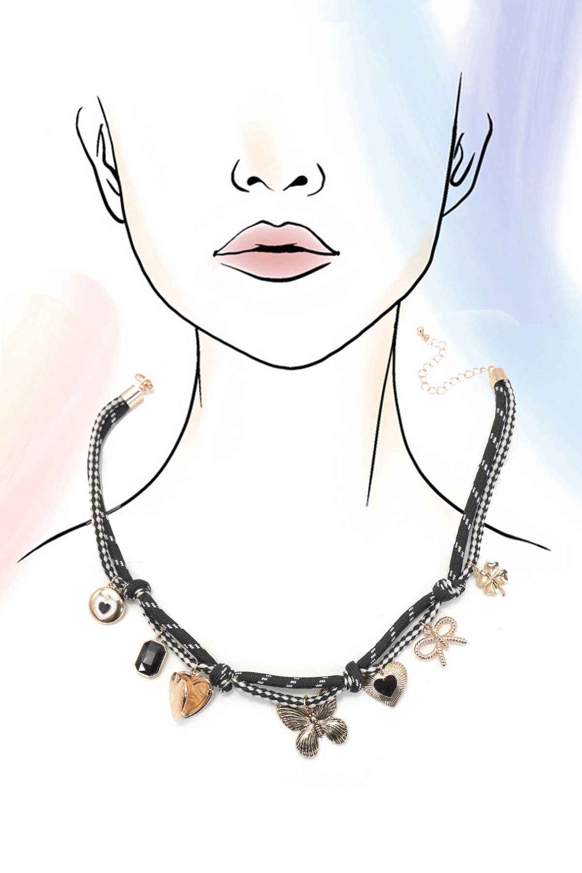 Double Cord Charm Necklace