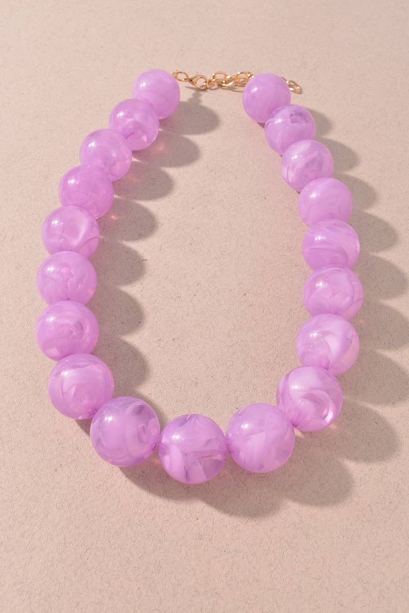 Marbled Round Beaded Statement Necklace
