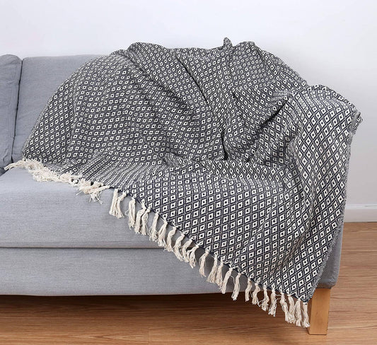 Patterned Cotton Throw Blanket - 50 x 70