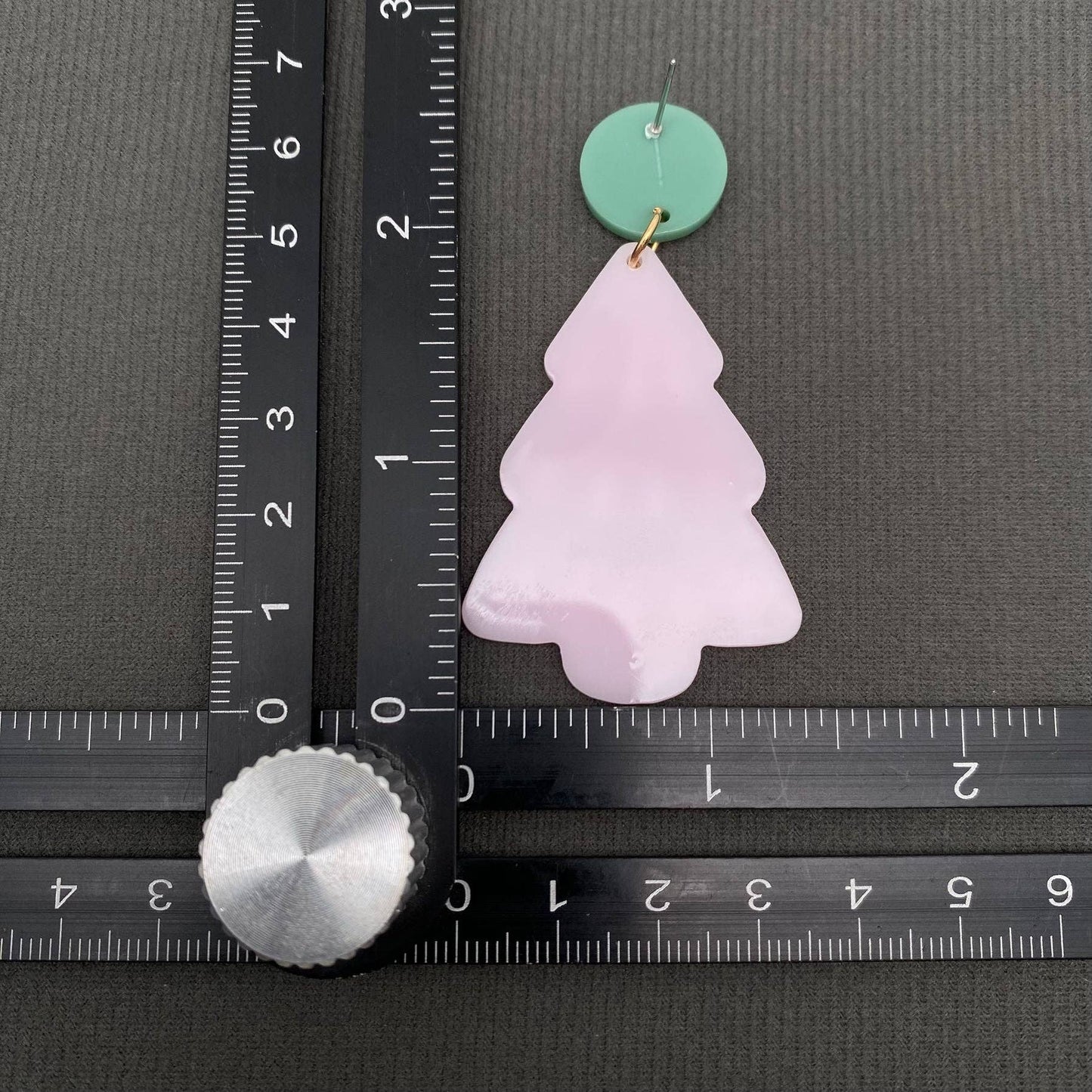 Pink Christmas Tree Earrings