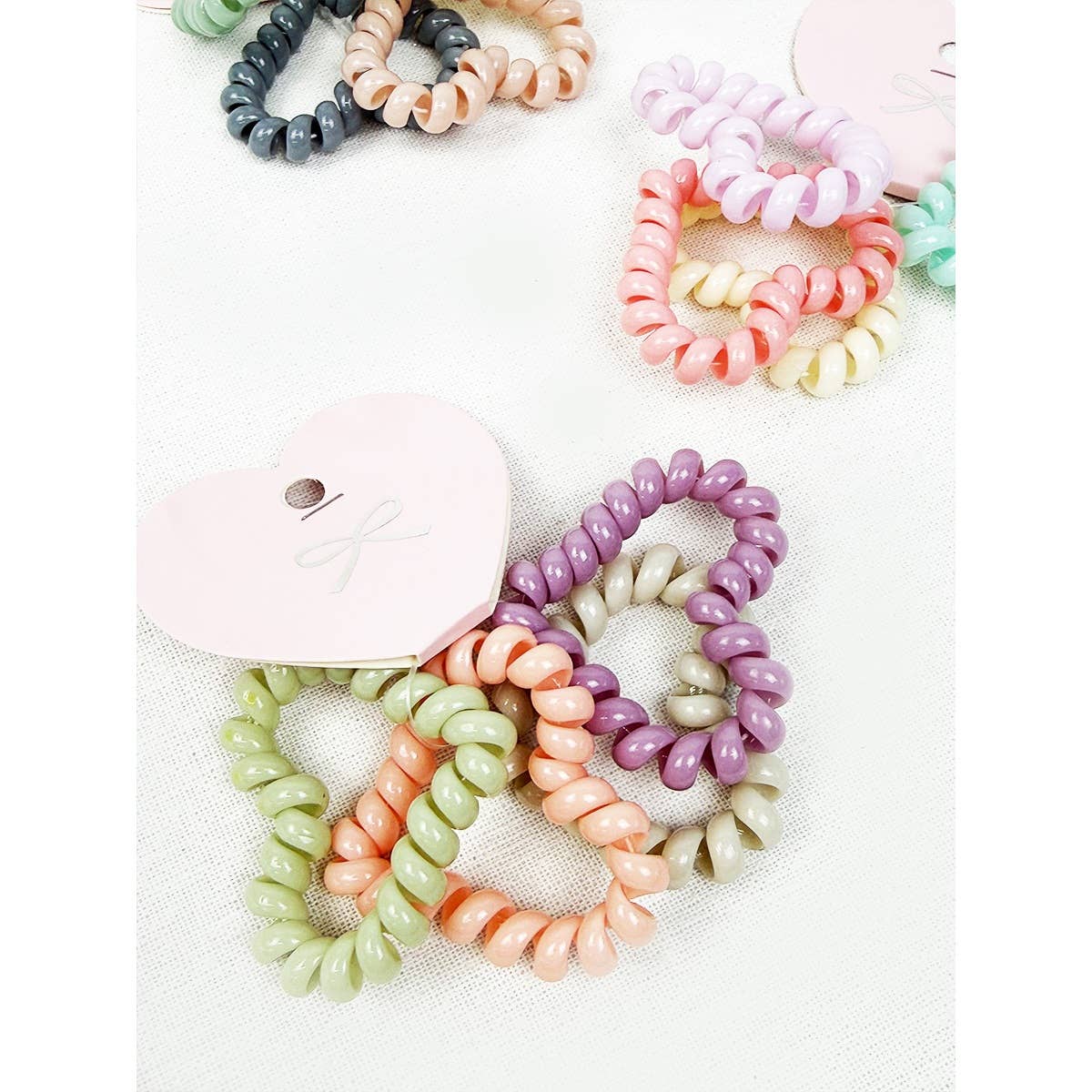 Heart Shape of Spiral Hair Tie Set