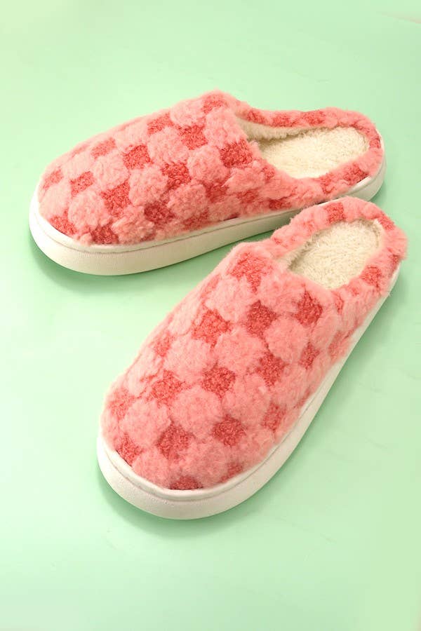 Plush Checker Slippers