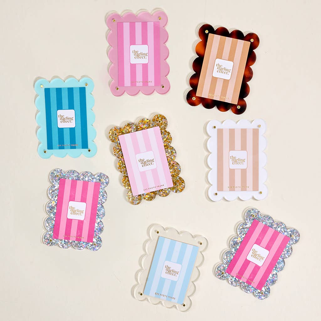 Mini Acrylic Picture Frame Magnet–Gold Glitter