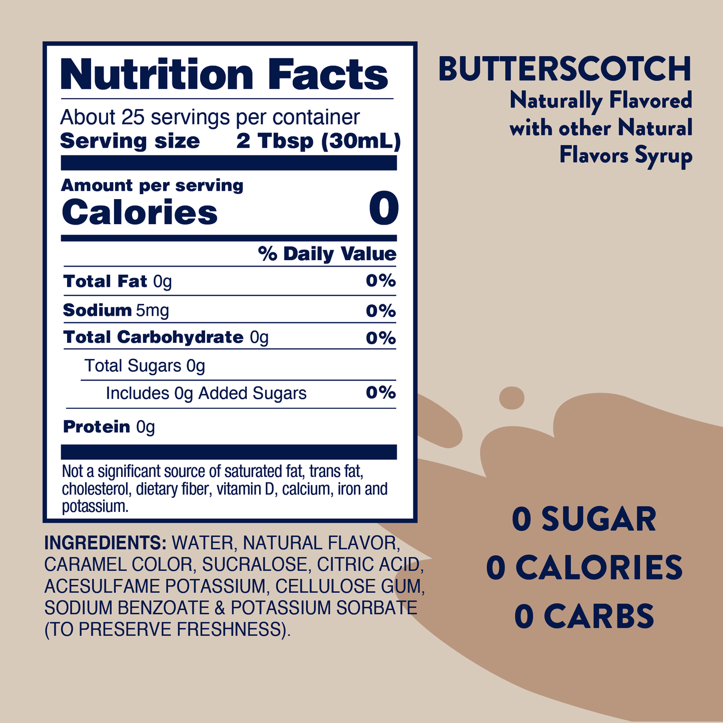 Sugar Free Butterscotch Syrup - 750ml