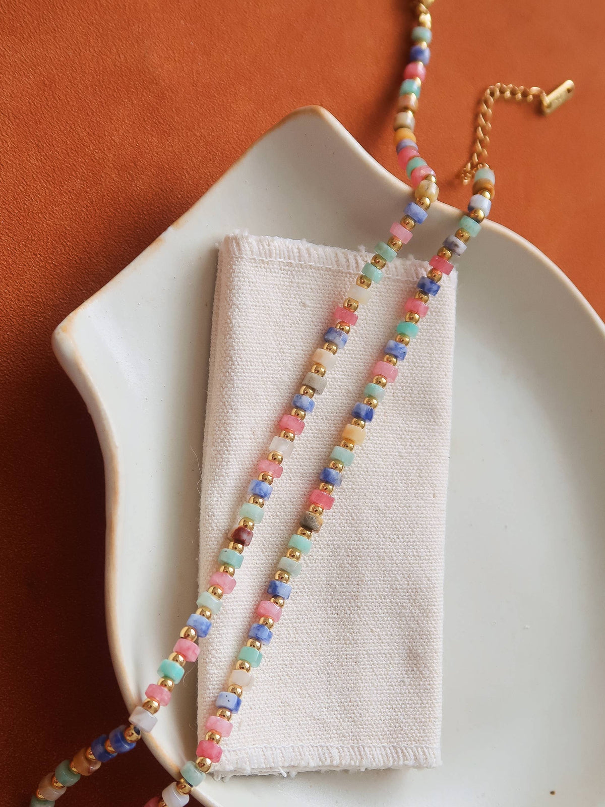 Lyric 18K Gold Non-Tarnish Faceted Bead Boho Necklace