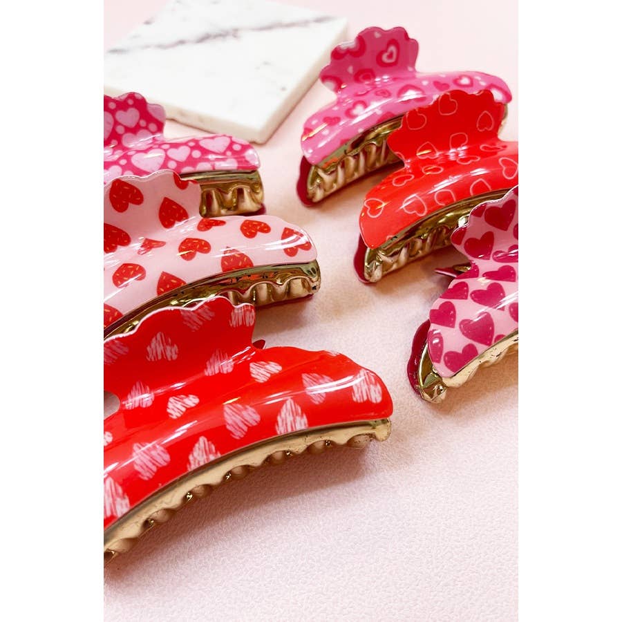 Hearts Hair Claw Clip