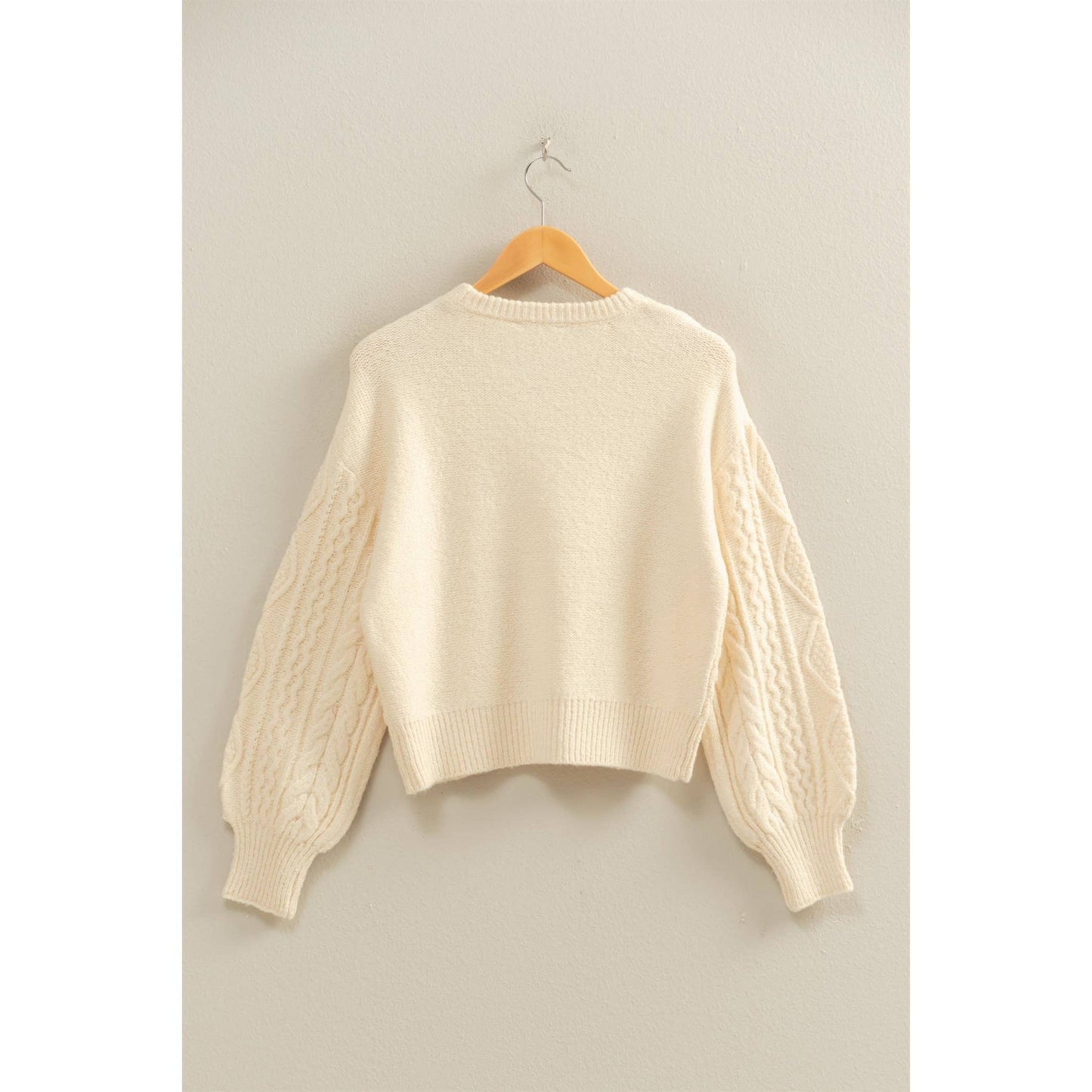 Cable Knit Balloon Sleeve Sweater