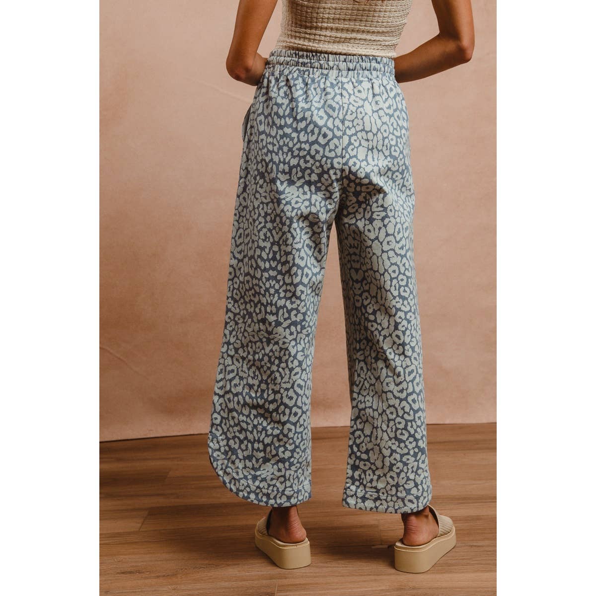 Washed Leopard Drawstring Pants