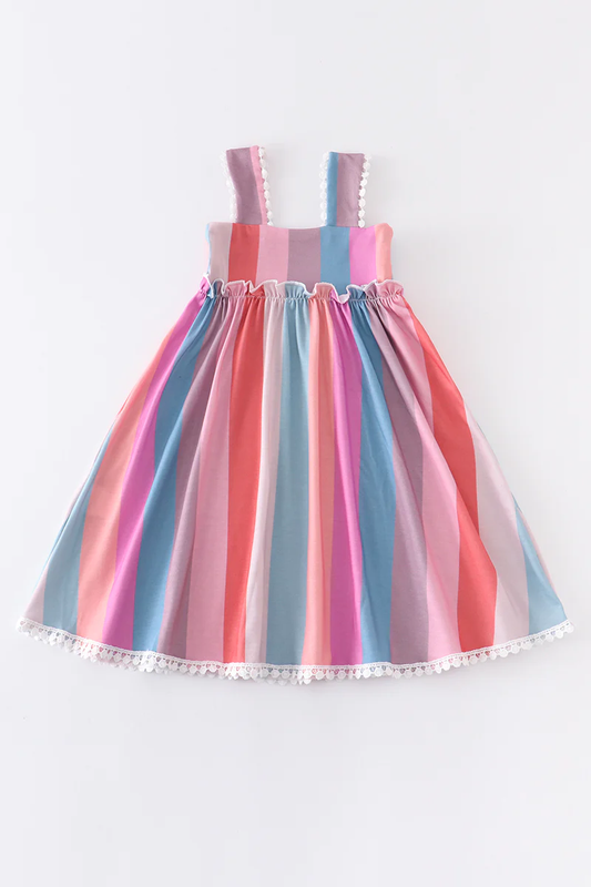 Rainbow Stripe Girls Dress