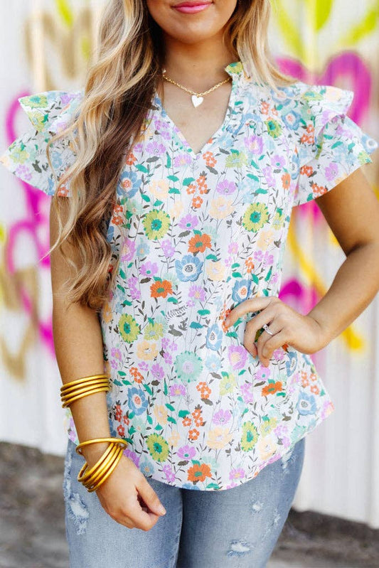 Blooming Floral Tiered Ruffle Top