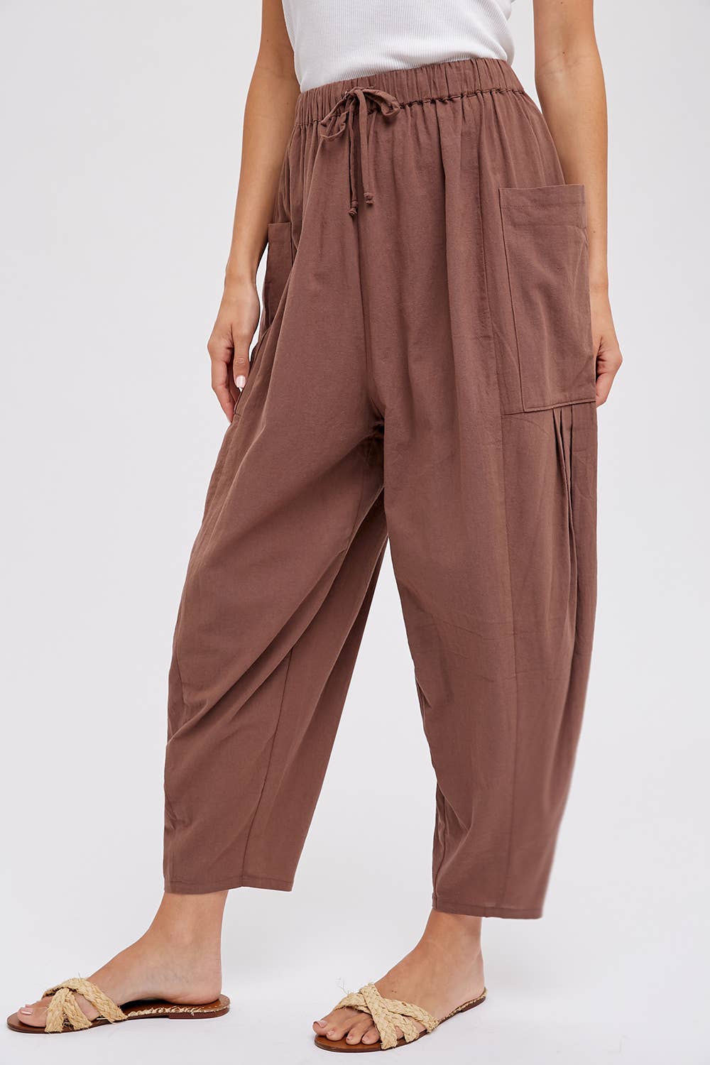 Linen Blend Wide Leg Pants